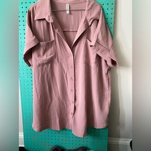 Oversized short sleeve button up